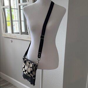 Coach Black and Beige Signature Crossbody Bag